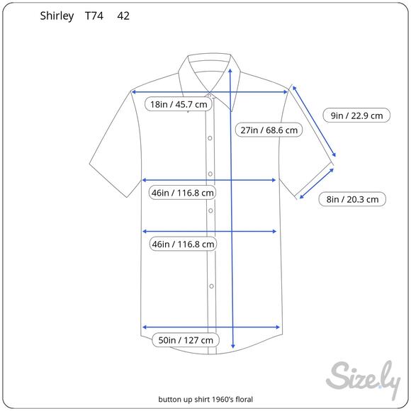 button down shirt 1960’s floral white purple red short sleeve - Picture 2 of 14